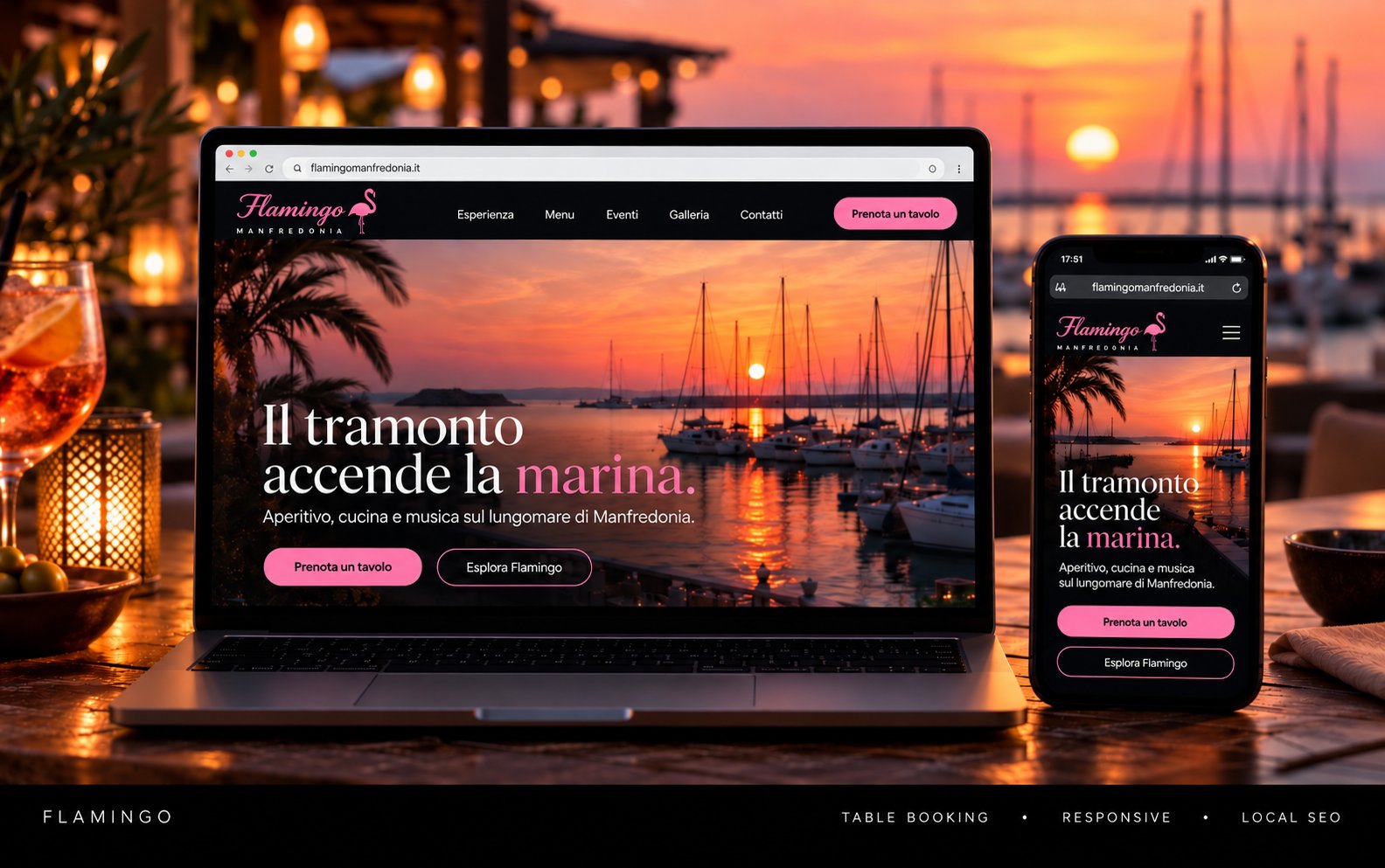 Flamingo table booking concept board
