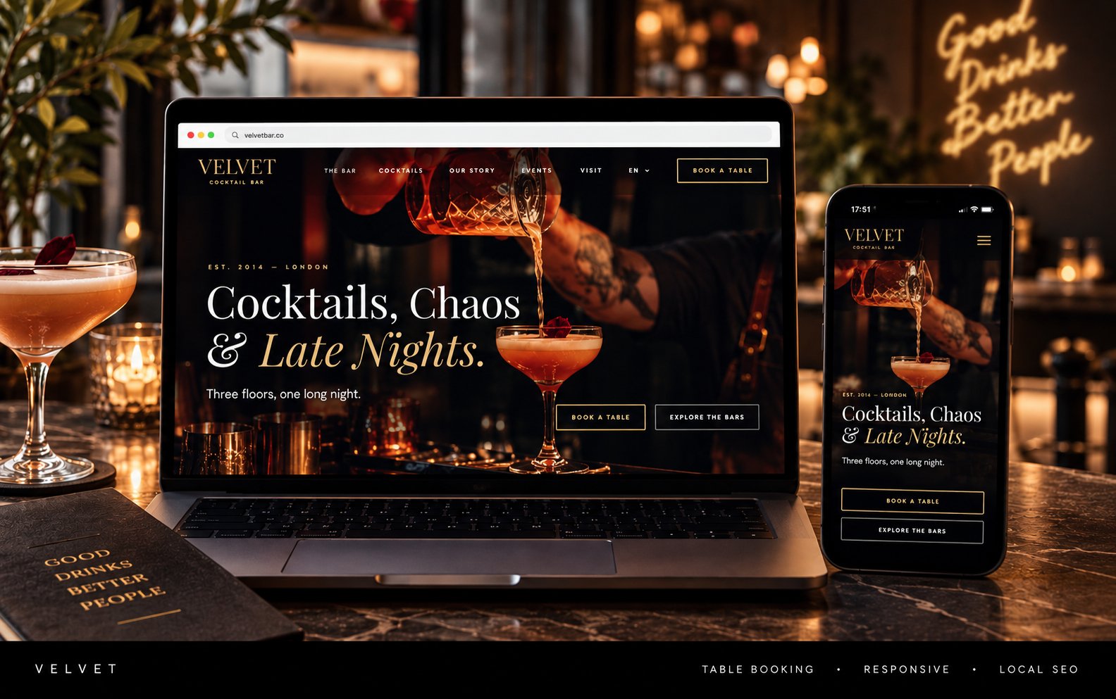Velvet table booking concept board
