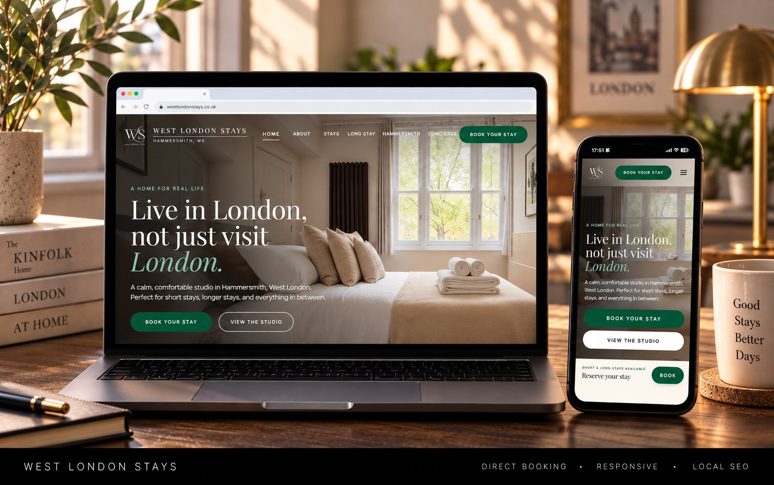 West London Stays direct booking website board